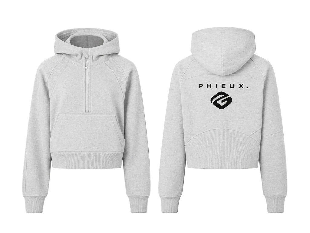 PHIEUX Cropped Half-Zip Hoodie