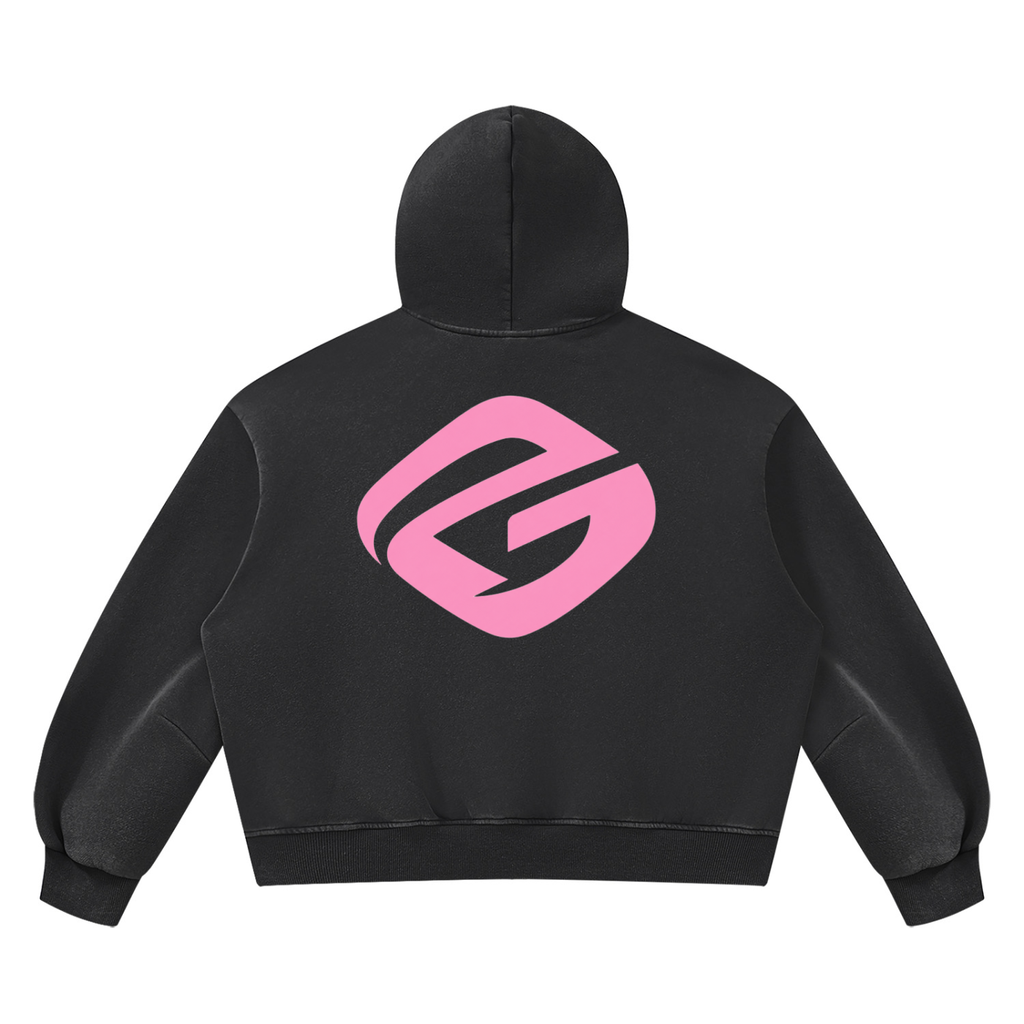Black PHIEUX Vintage Wash Fleece Hoodie