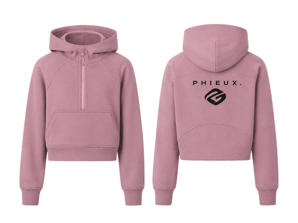 PHIEUX Cropped Half-Zip Hoodie