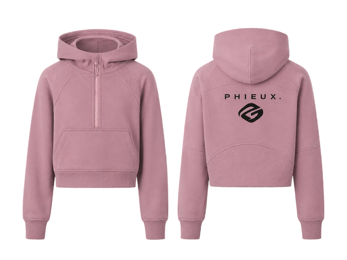 PHIEUX Cropped Half-Zip Hoodie