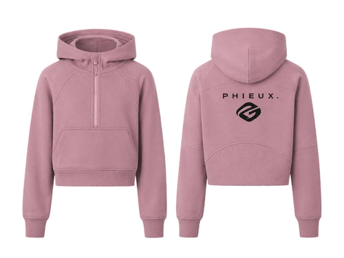 PHIEUX Cropped Half-Zip Hoodie