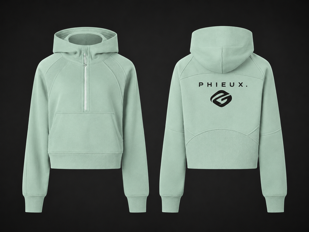 PHIEUX Cropped Half-Zip Hoodie