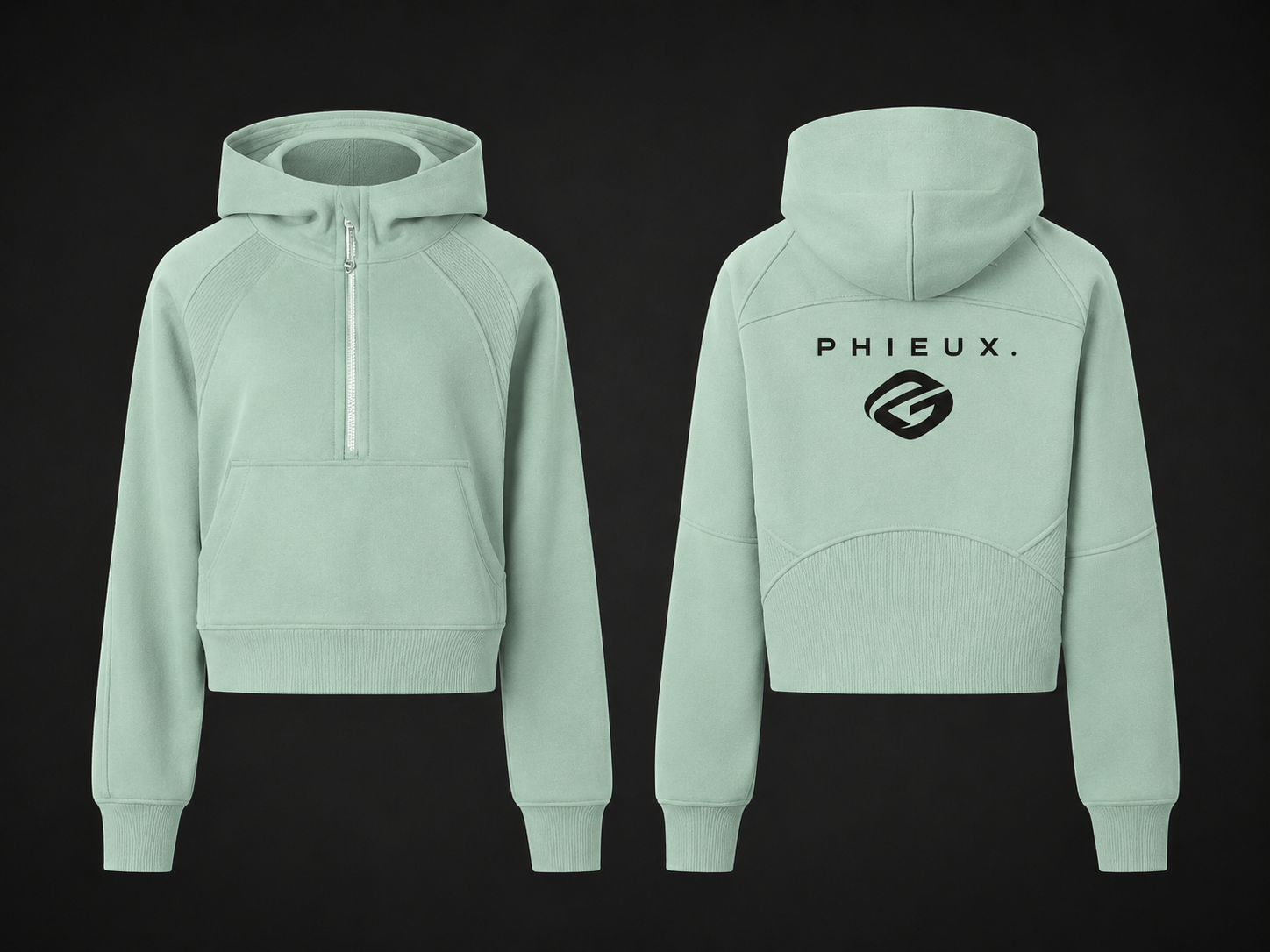 PHIEUX Cropped Half-Zip Hoodie