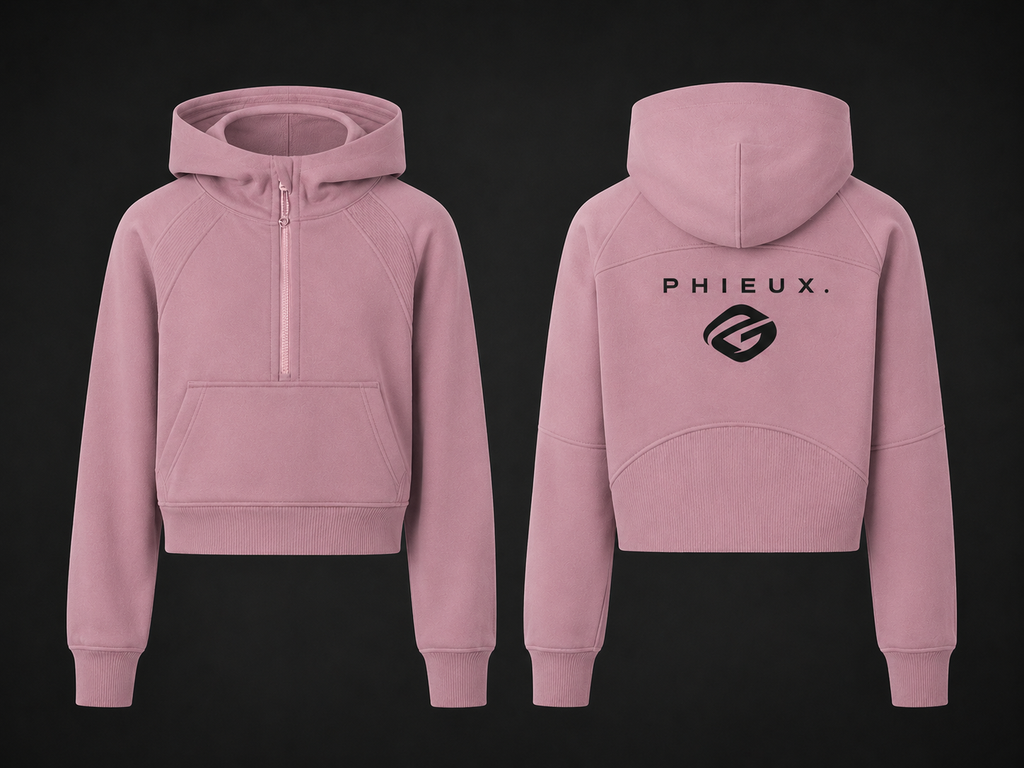 PHIEUX Cropped Half-Zip Hoodie