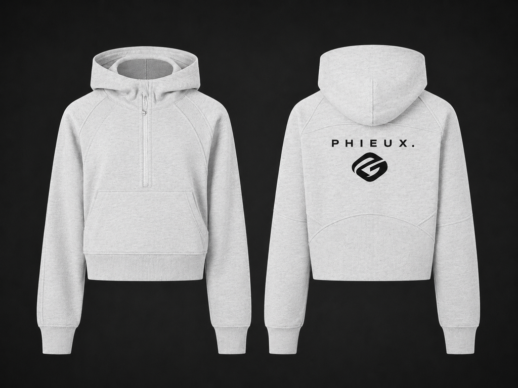 PHIEUX Cropped Half-Zip Hoodie