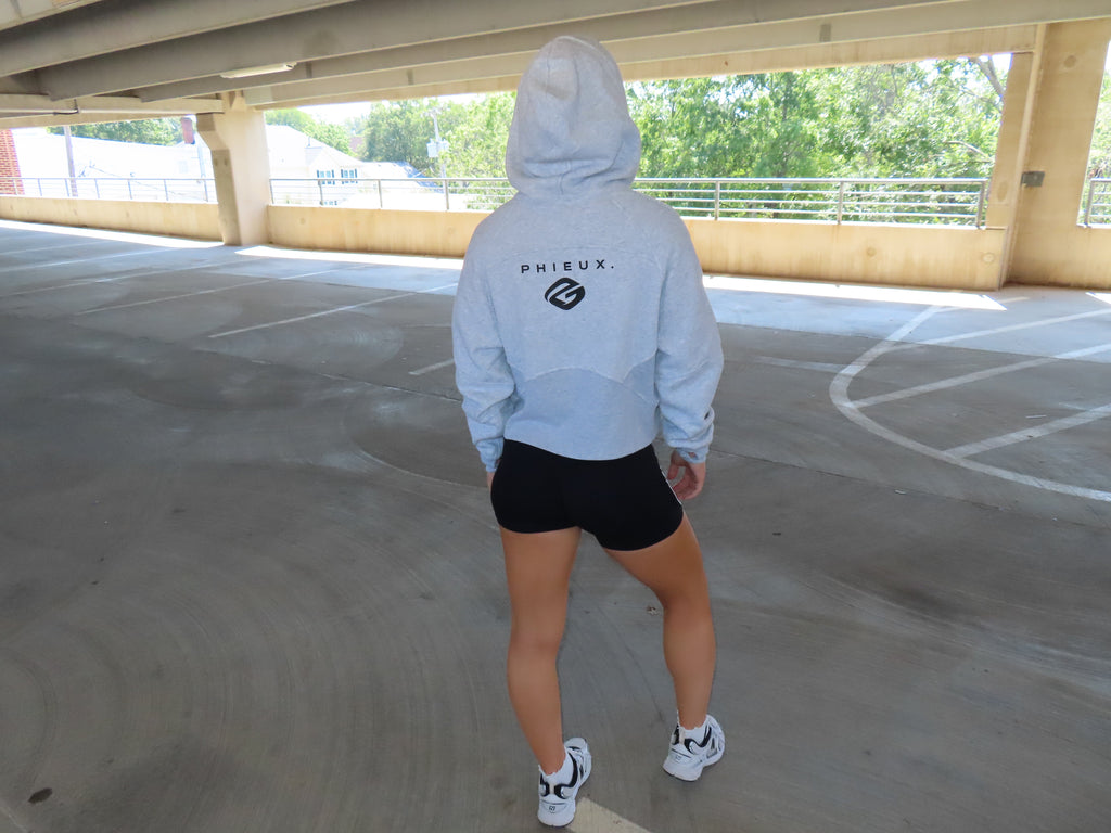 PHIEUX Cropped Half-Zip Hoodie