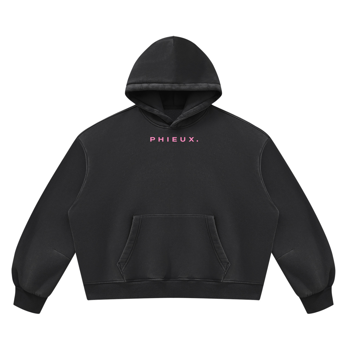 Black PHIEUX Vintage Wash Fleece Hoodie